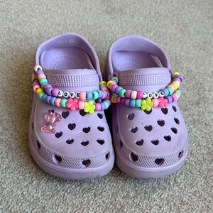 Kids Purple Clogs with Beaded Charms